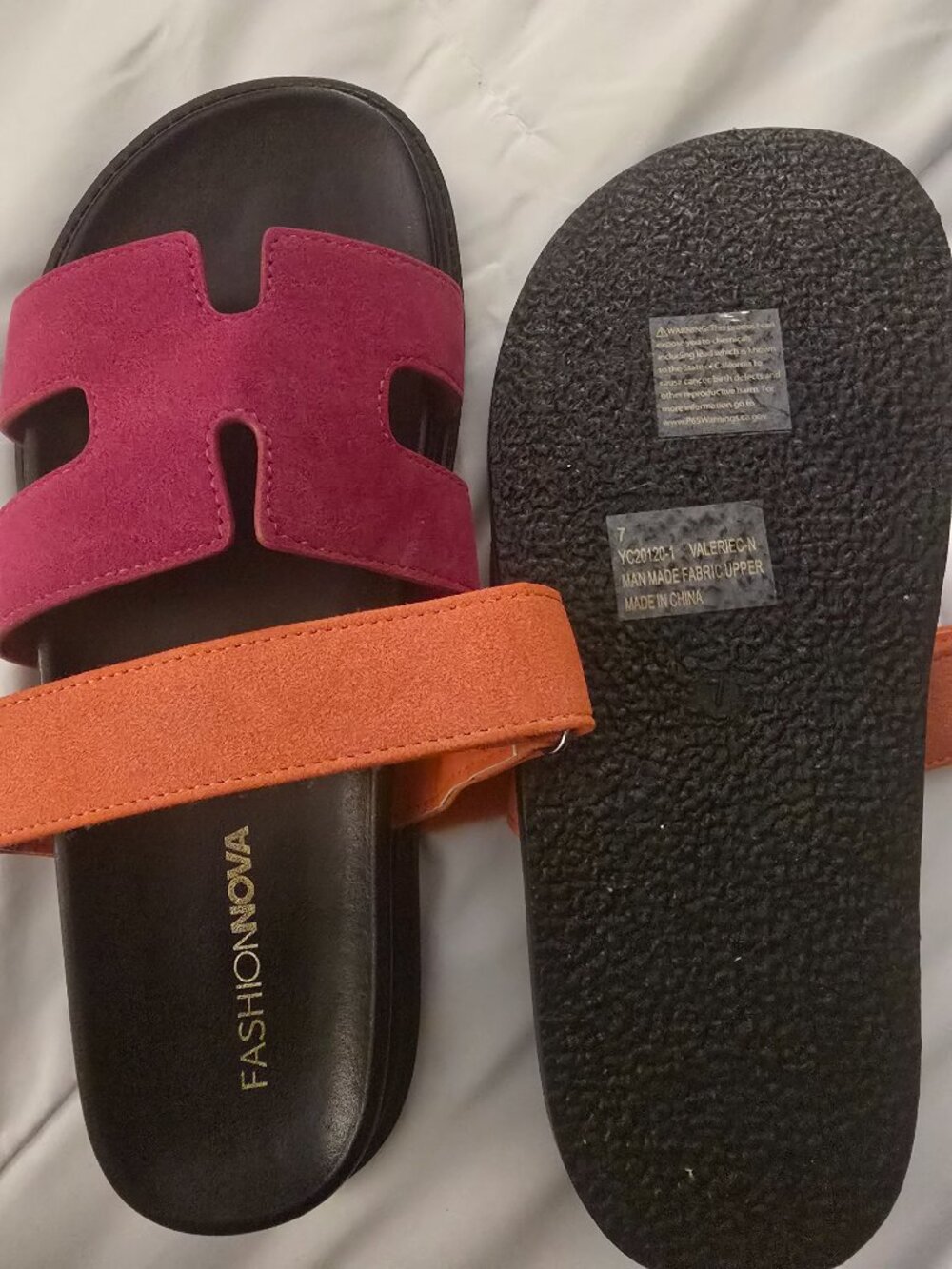 NWOT Agnes Flat Sandals - Pink/combo Sz 7 - Picture 7 of 8